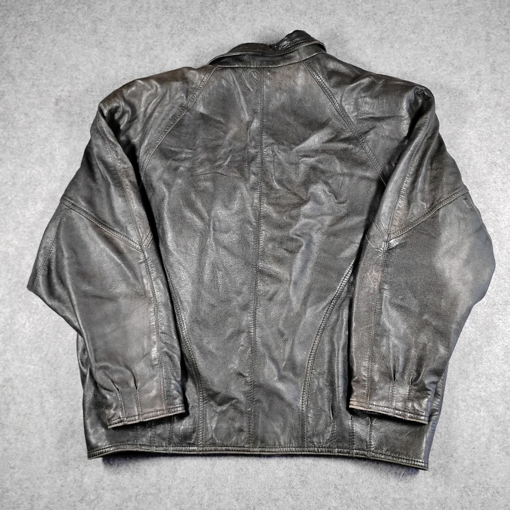 San Francisco Skins Mens Vintage Black Leather Asymmetrical Biker Moto Jacket XL - Picture 15 of 16